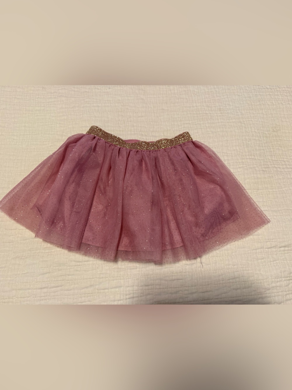 Girls Pink Glitter Tulle Skirt with Gold Waistband size xs (4) little girls